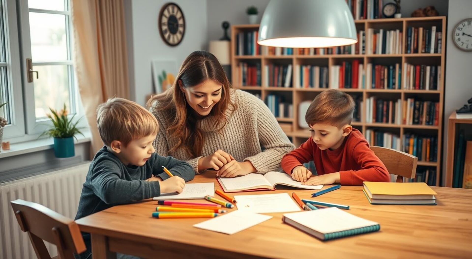 ajudando os filhos com lição de casa
